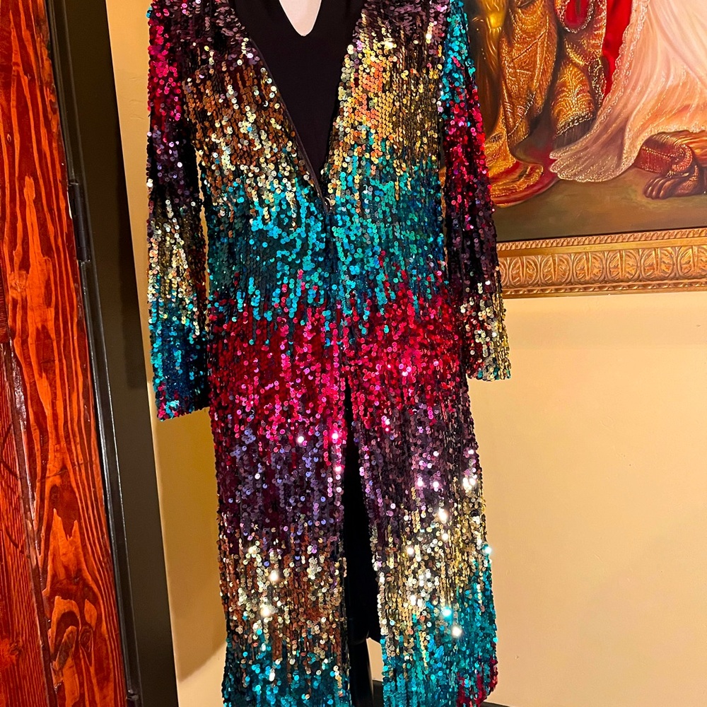 ❌SOLD❌Unlabeled “Boutique-Type Brand” Multi-Color  Sequin Kimono or Coat